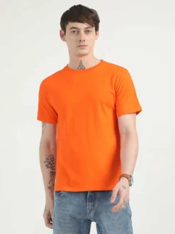 Caslay Organic Crew Neck T-shirt Orange.