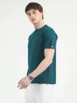 Caslay Organic Crew Neck T-shirt Petrol.1