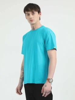 Caslay Organic Crew Neck T-shirt Teal.1