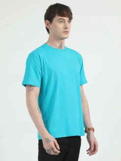 Caslay Organic Crew Neck T-shirt Teal.2