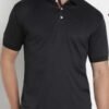Swiss Military Polo Neck Jacquard Collar Dry Fit T-Shirt Black