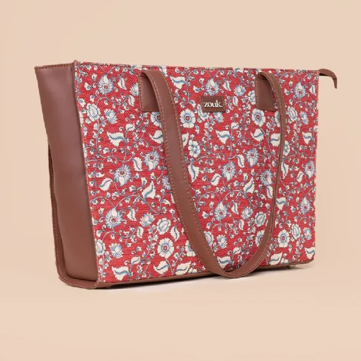 Chittoor Red Kalamkari Office Tote Bag 4 Chittoor Red Kalamkari Office Tote Bag