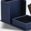 Pen Stand with Pu Leather Finish OG 4 Blue