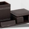 Pen Stand with Desk Organiser Pu Leather Finish OG 5 Brown