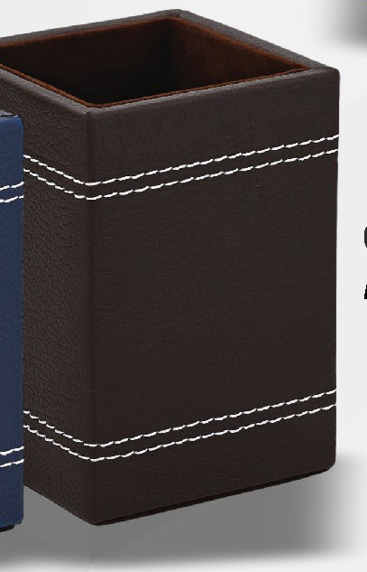 Pen Stand with Pu Leather Finish Brown