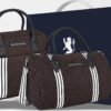 Giordano Stripes Canvas Laptop & Duffle Bag Brown Combo