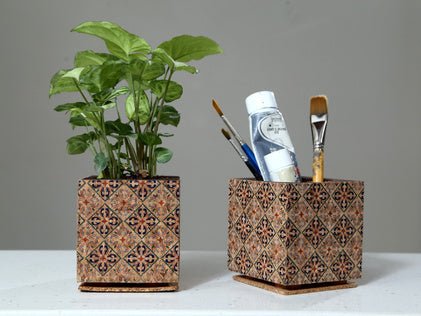 Cork Multicolored Print Planter