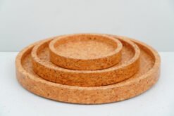 Cork Natural set of 3 Round Tray
