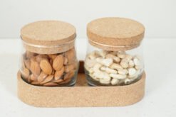 Cork set of 2 Jars with Tray