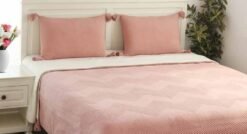Pluchi Decor & Bedding Trio Stripe BCQP071 Pale Pink & Natural