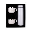 Trillion Satin White Temperature Bottle With 2 Steel Cups Gift Set EK37335