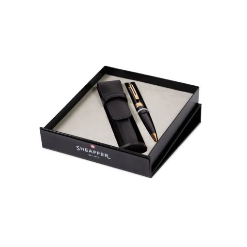 Sheaffer Gift Set 300 G9325 Glossy Black With Gold Tone Trims Bp With Single Leather Pouch - Image 2