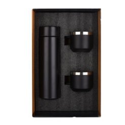 Wizard Matte Black Temperature Bottle With 2 Steel Cups Gift Set EK37302