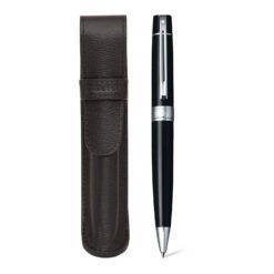 Sheaffer Gift Set 300 G9312 Glossy Black With Chrome Plate Trim Bp With Pen Pouch