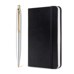 Sheaffer Gift Set Vfm G9422 Polished Chrome With Gold Plated Trims Bp With Small Notebook