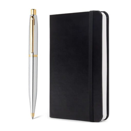 Sheaffer Gift Set Vfm G9422 Polished Chrome With Gold Plated Trims Bp With Small Notebook - Image 2