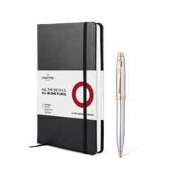 Sheaffer Gift Set 100 G9340 Bright Chrome With Gold Tone Trim Bp With Medium Note Book