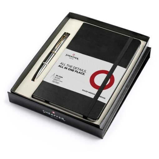 Sheaffer Gift Set 100 G9340 Bright Chrome With Gold Tone Trim Bp With Medium Note Book - Image 2