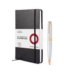 Sheaffer Gift Set 300 G9342 Bright Chrome With Gold Tone Trim Bp With Medium Note Book