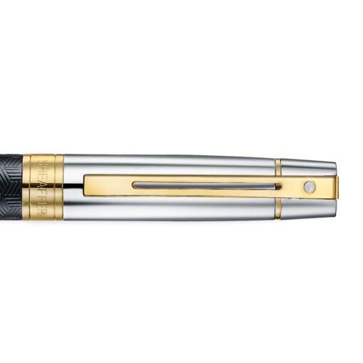 Sheaffer Pen 300 E9347 Engraved Matt Black Barrel And Shiny Chrome Cap With Pvd Gold Trims Bp - Image 4