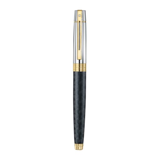 Sheaffer Pen 300 E9347 Engraved Matt Black Barrel And Shiny Chrome Cap With Pvd Gold Trims Rb - Image 3