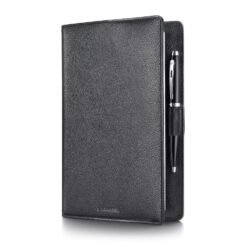 Sheaffer Gift Set 100 G9338 Glossy Black With Chrome Plated Trims Bp With Leather Notebook Jacket