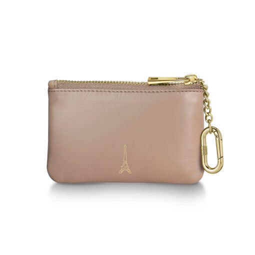 Sheaffer Key Fob Eip Leather With Zipper And Bow Emblem In Champagne Gold Finish Taupe - Image 2