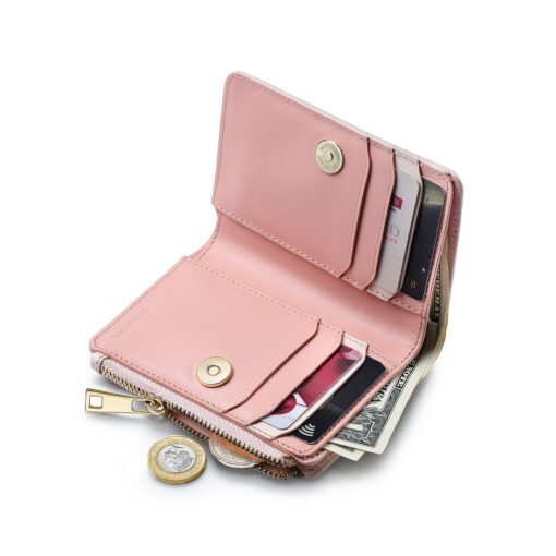 Sheaffer Wallet Eip Leather Bifold Coin With Zip Heart Emblem In Champagne Gold Finish Lt - Dk Pink - Image 2